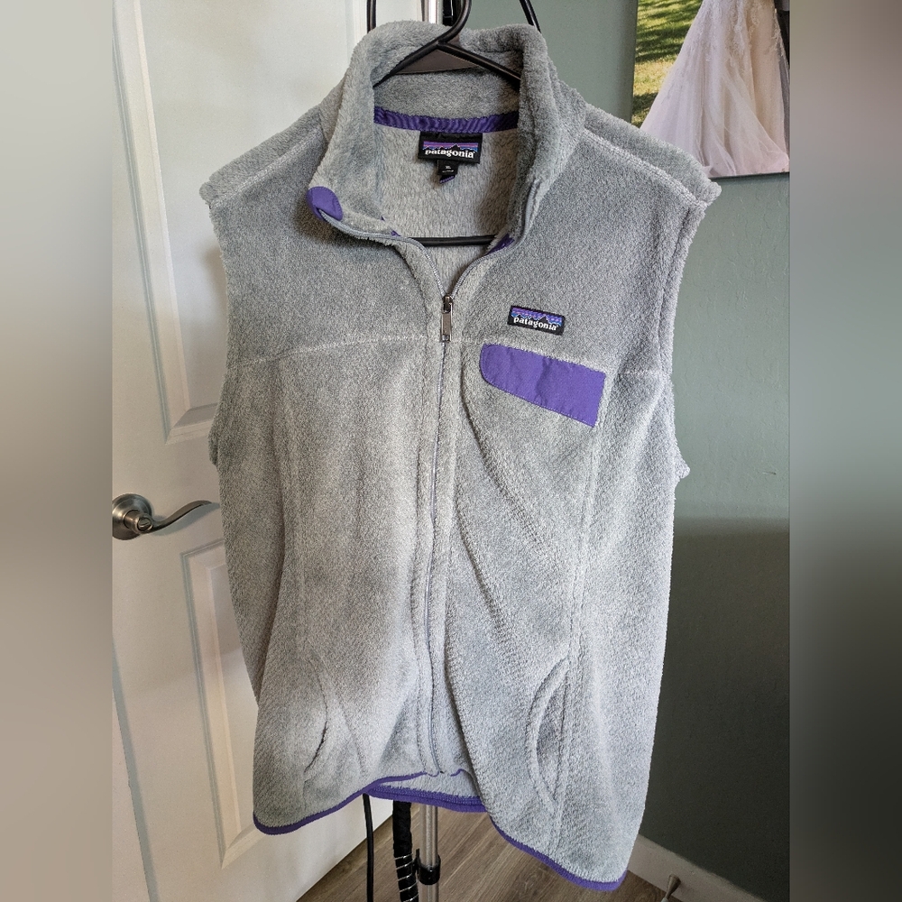 Patagonia Grey Purple Full Zip Women's Retool Fleece Vest